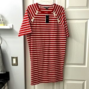 Ralph Lauren red and white striped dress. Short sleeve. Large.